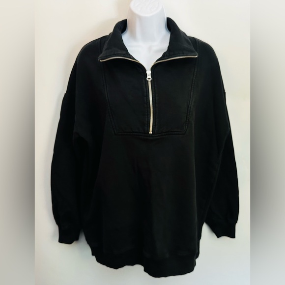 & OTHER STORIES STOCKHOLM Sweatshirt Women S Oversize 1/2 Zip Fleece Mock Neck - Picture 5 of 11